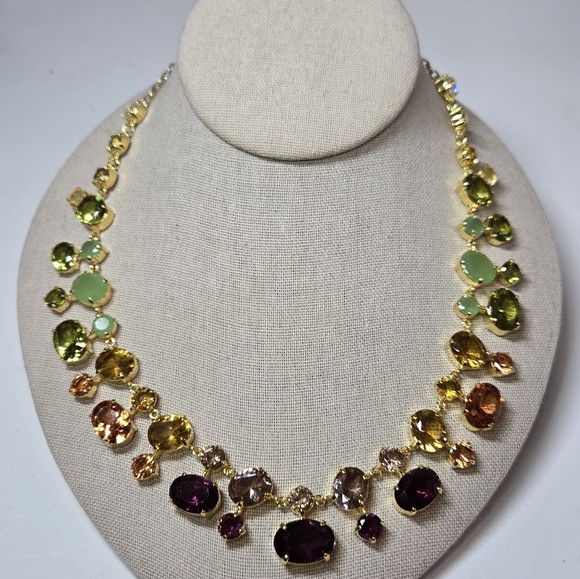 New Carolee Ombre Candy Gold Tone Necklace Multi Colored Pastel Crystal $125 - Picture 4 of 16